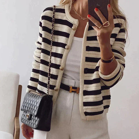 Hedda | Gestreept Vest met Lange Mouwen