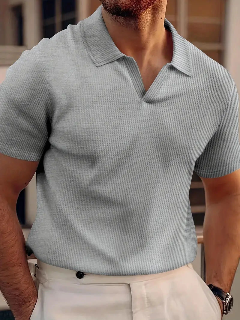 Heren Poloshirt – Slim Fit – Zachte Gebreide Stof – Geribbelde Textuur – Casual Stijl