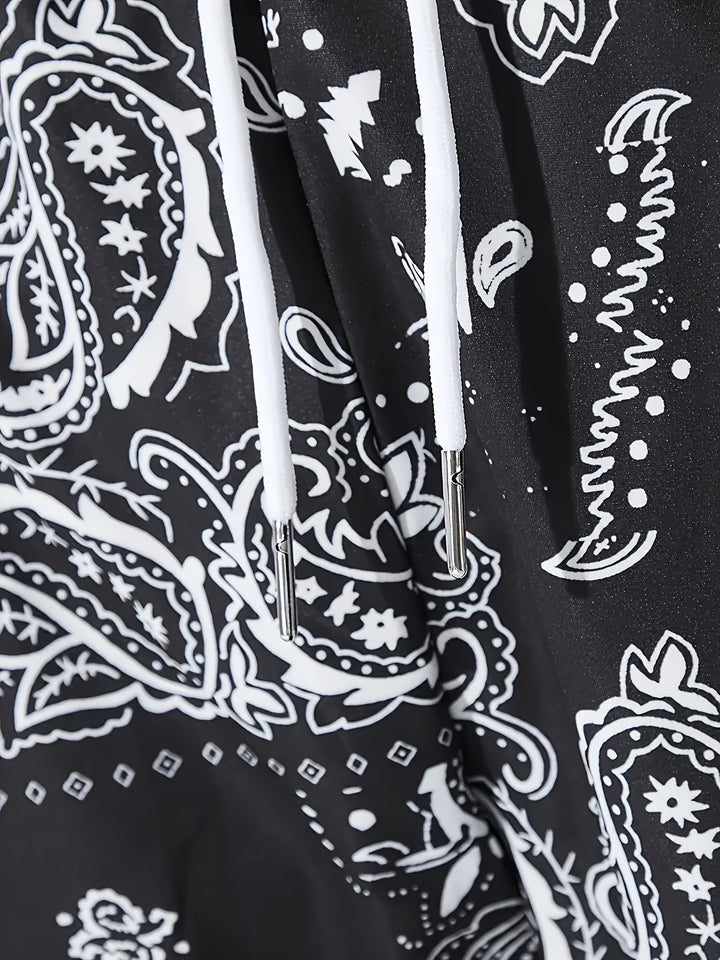 Herenmode Casual Joggers met Paisley Print - Trekkoord, Cargo Stijl, Polyester, Machinewasbaar - Perfect voor Lente & Zomer