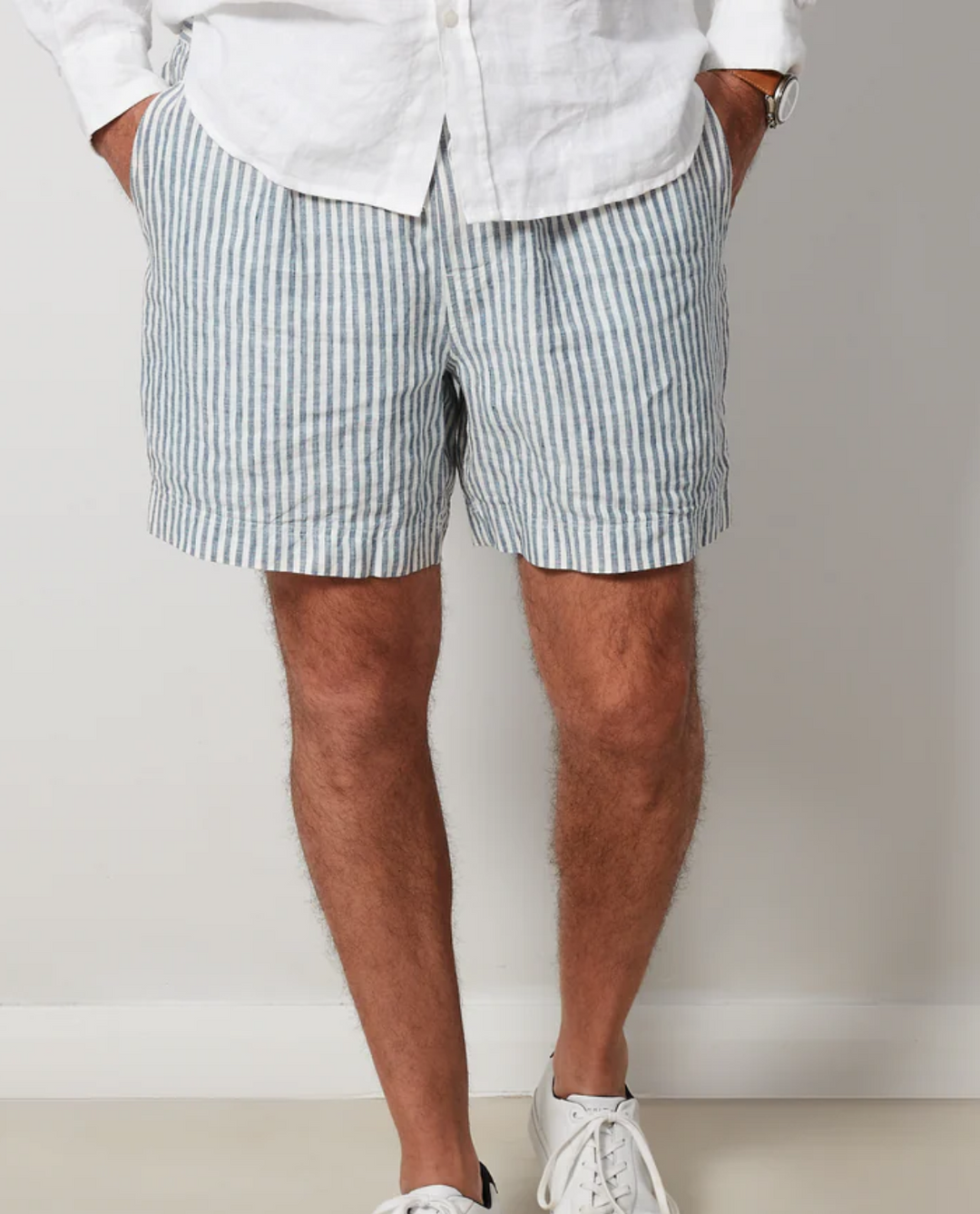 Mowa | Striped Linen Shorts