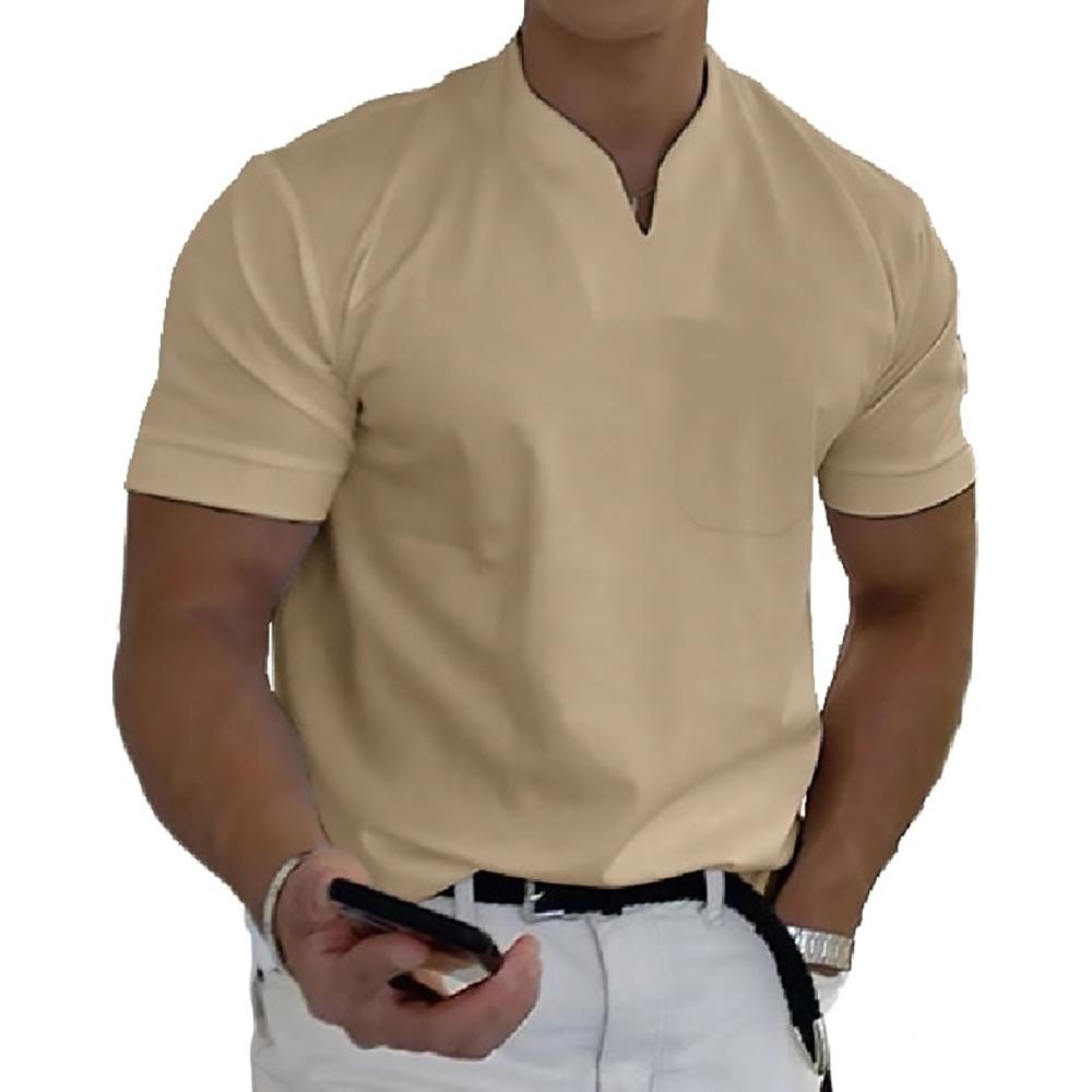 Heren Overhemd – Slim Fit – Korte Mouw – Ademend Materiaal – Mandarijnkraag