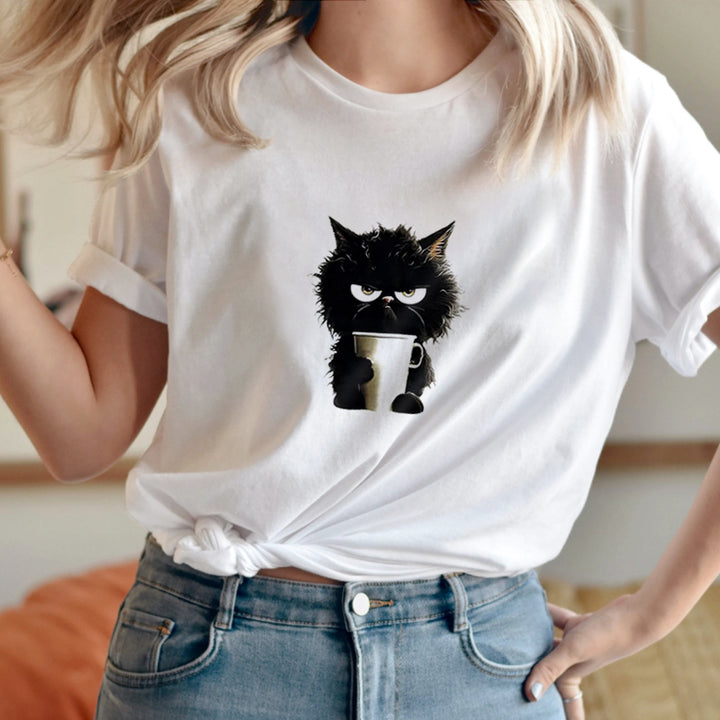 Veronica | Trendy T-shirt met Grappige Kat Print