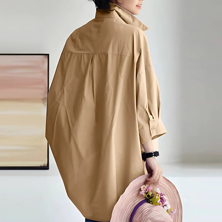 Eliene | Oversized Damesblouse met Reverskraag en Lange Mouwen