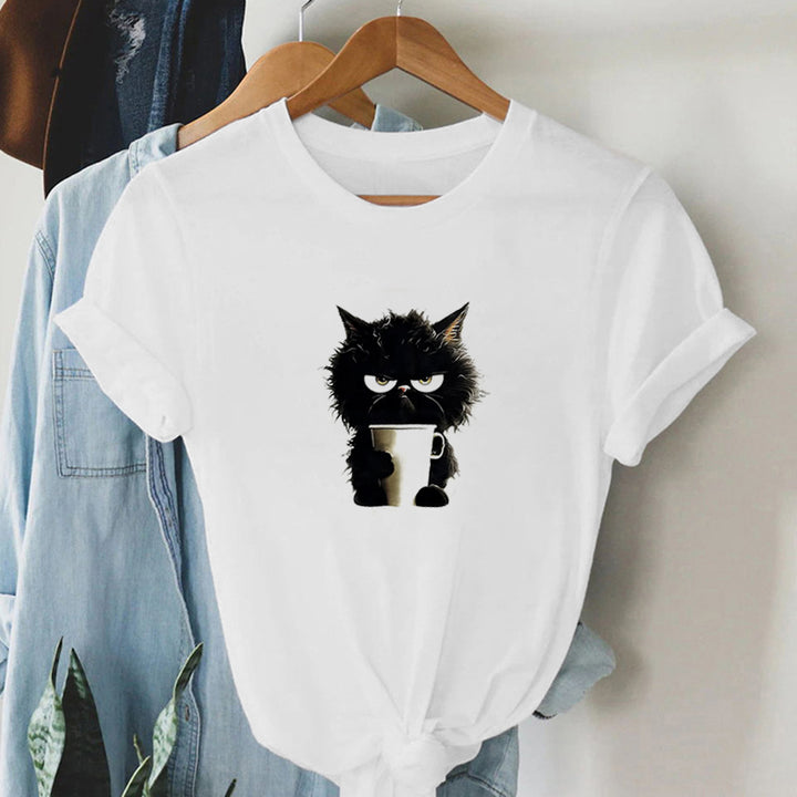 Veronica | Trendy T-shirt met Grappige Kat Print