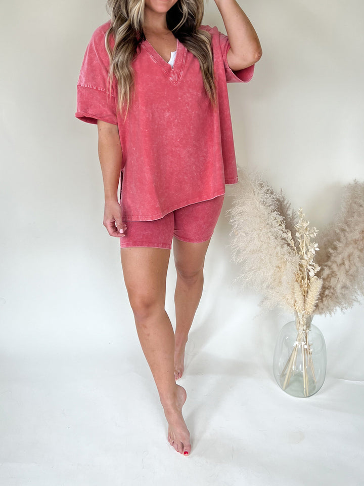 Dames T-shirt – Oversized Pasvorm – V-hals – Zijsplitten – Ademend Comfort