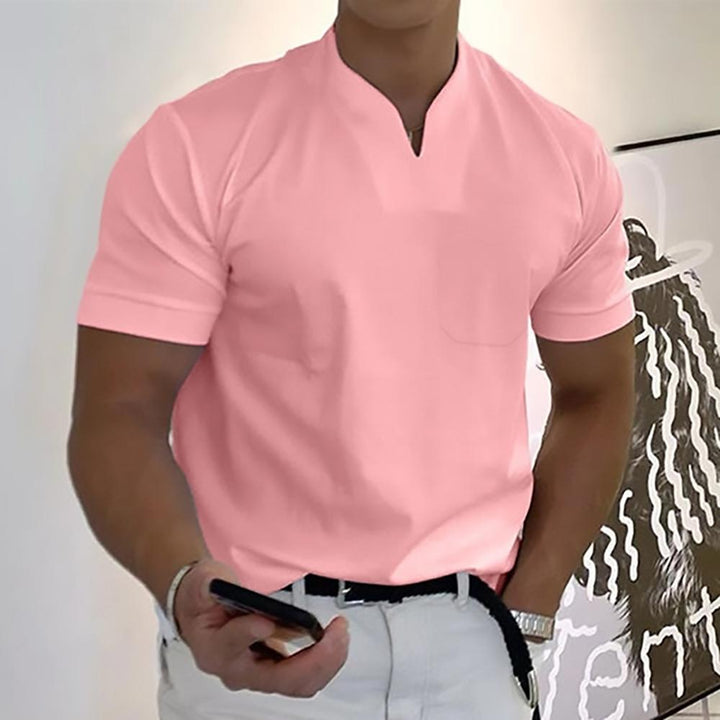 Heren Overhemd – Slim Fit – Korte Mouw – Ademend Materiaal – Mandarijnkraag