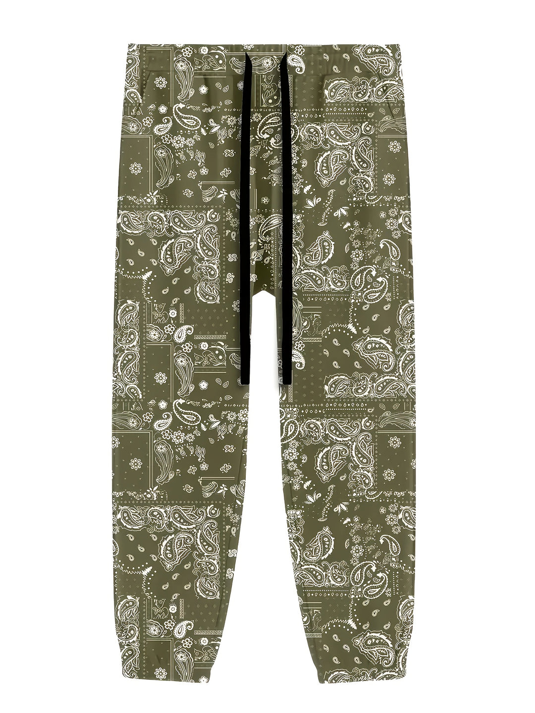 Herenmode Casual Joggers met Paisley Print - Trekkoord, Cargo Stijl, Polyester, Machinewasbaar - Perfect voor Lente & Zomer