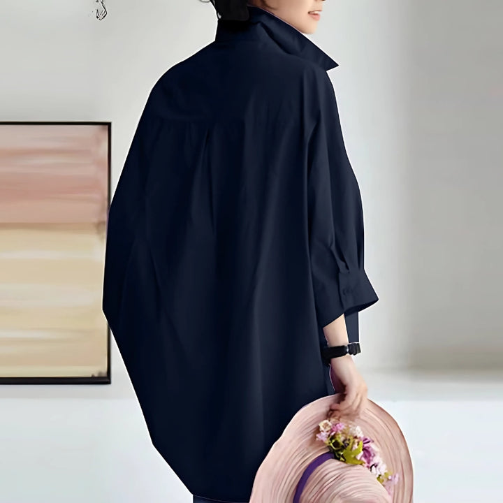 Eliene | Oversized Damesblouse met Reverskraag en Lange Mouwen