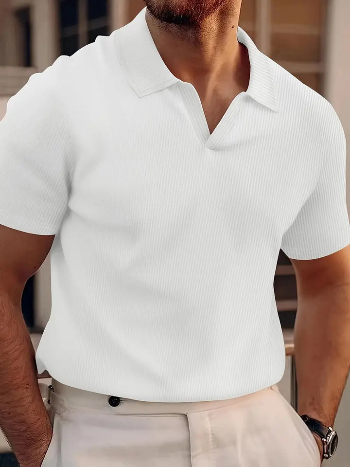 Heren Poloshirt – Slim Fit – Zachte Gebreide Stof – Geribbelde Textuur – Casual Stijl