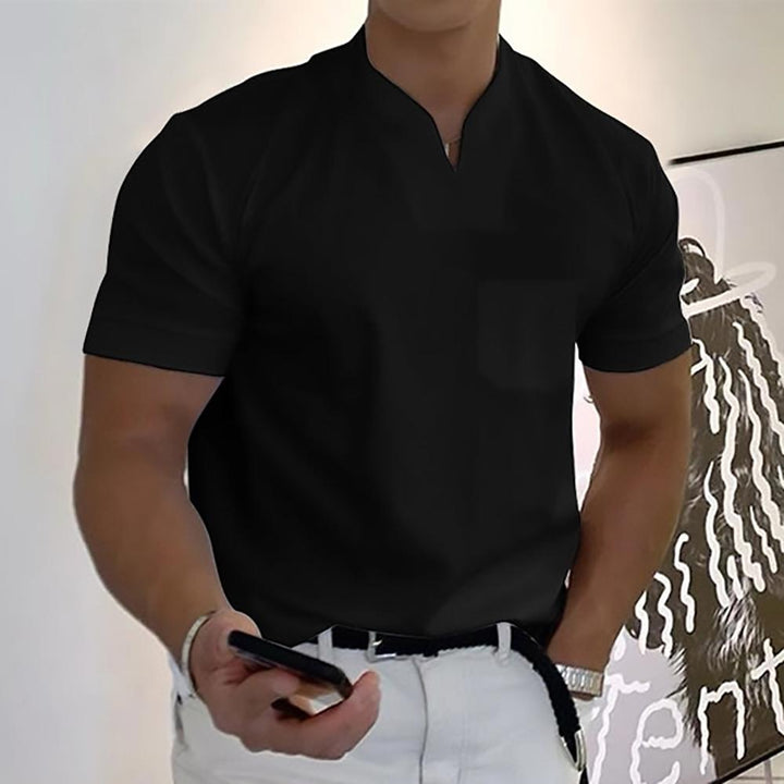 Heren Overhemd – Slim Fit – Korte Mouw – Ademend Materiaal – Mandarijnkraag