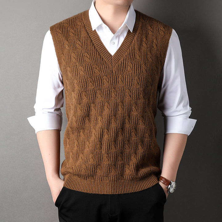 Aaron | V-hals Trui met Kabelpatroon
