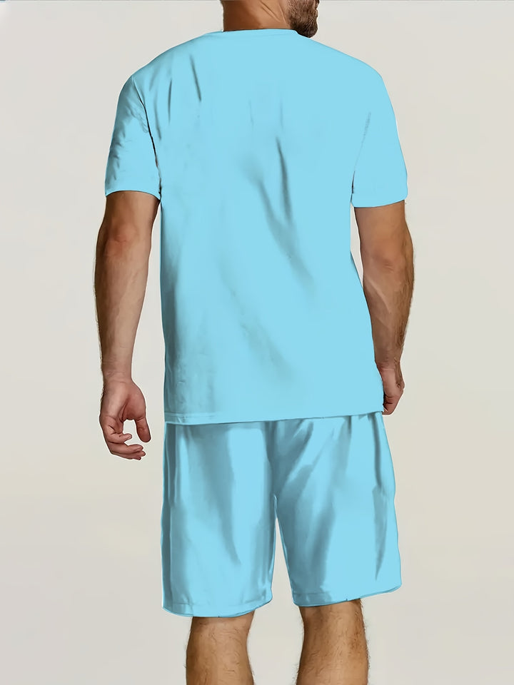 Aaron  | Casual Palm Tree T-shirt & Shorts Set voor Heren