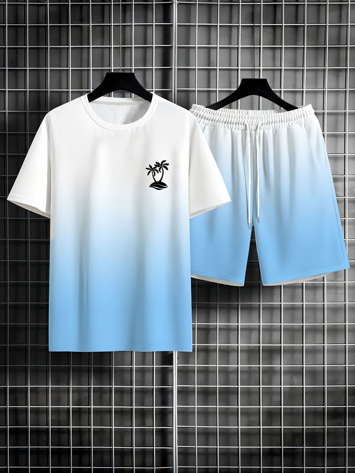 Aaron  | Casual Palm Tree T-shirt & Shorts Set voor Heren