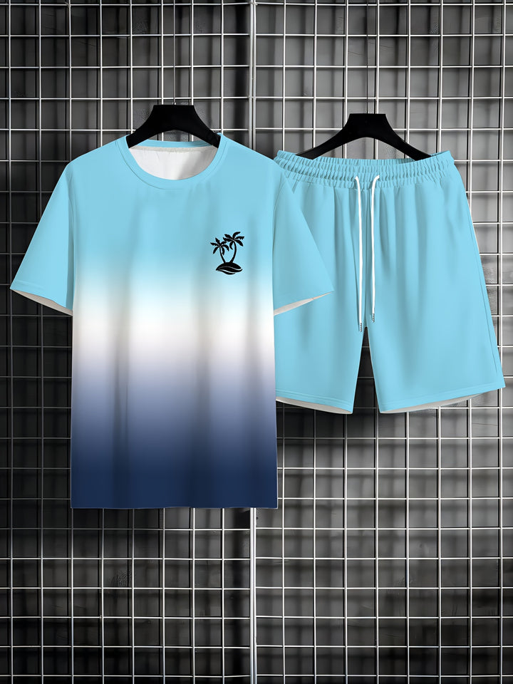 Aaron  | Casual Palm Tree T-shirt & Shorts Set voor Heren