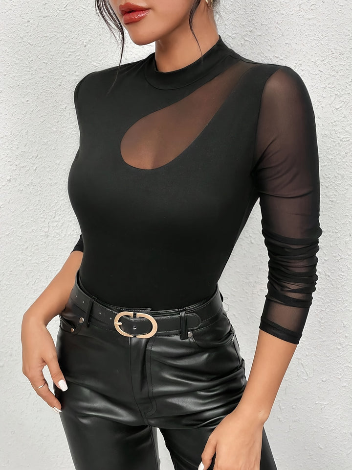 Abigail | Stijlvolle Mesh Top met Uitgesneden Hals