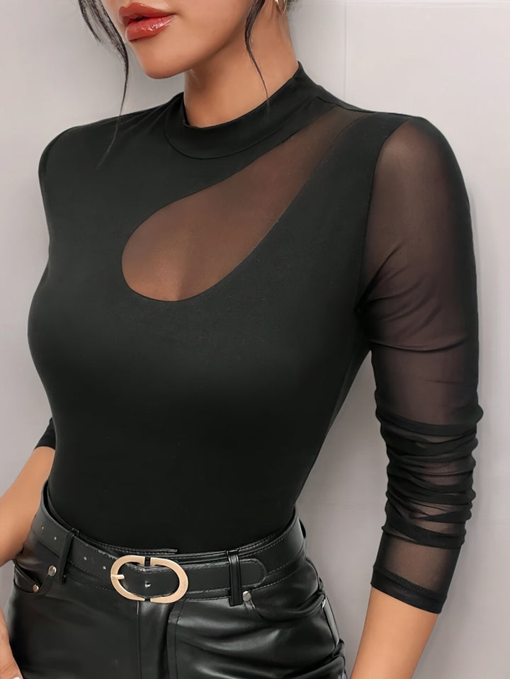 Abigail | Stijlvolle Mesh Top met Uitgesneden Hals