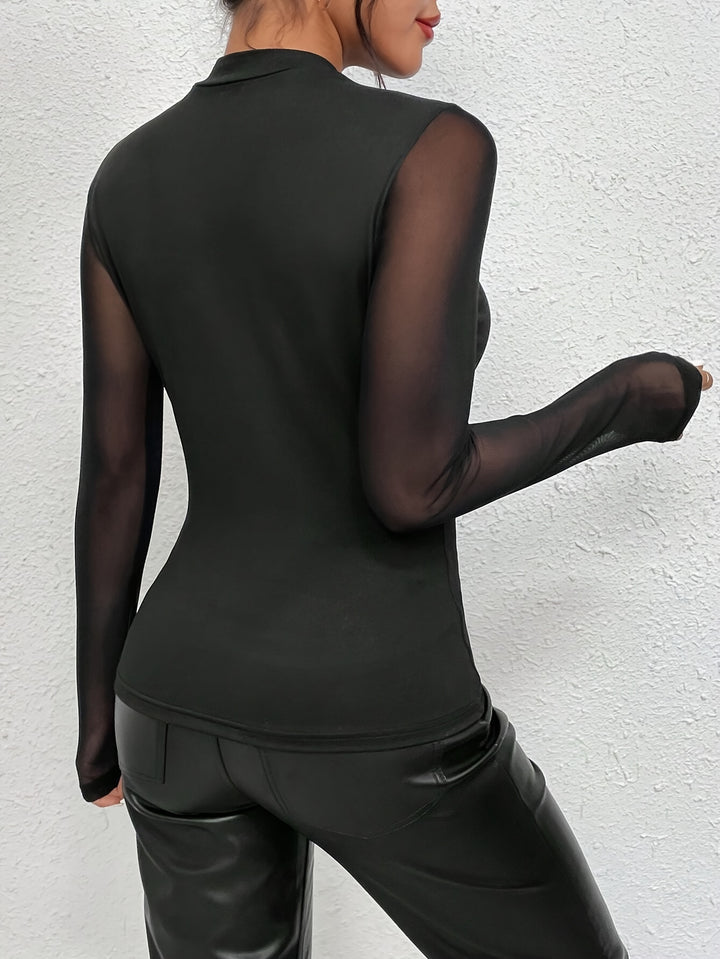 Abigail | Stijlvolle Mesh Top met Uitgesneden Hals