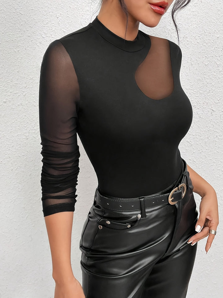 Abigail | Stijlvolle Mesh Top met Uitgesneden Hals