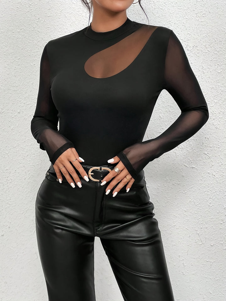 Abigail | Stijlvolle Mesh Top met Uitgesneden Hals