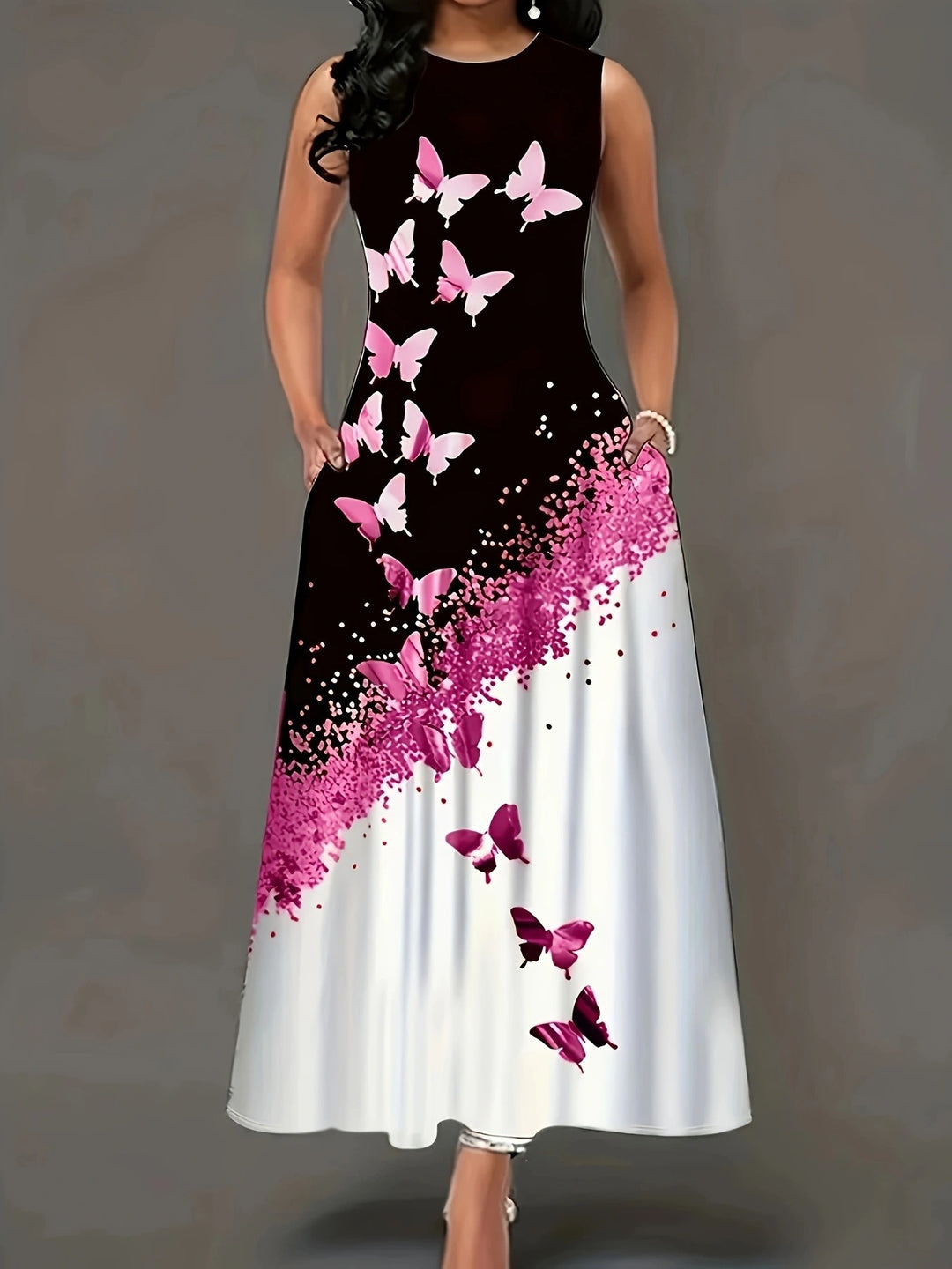 Adaline | Elegante Vlinderjurk Met Pockets En Vloeiende Pasvorm