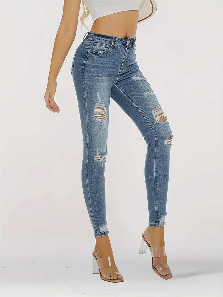 Aisha | Zomerse Dames Casual Geripste Denim Jeans