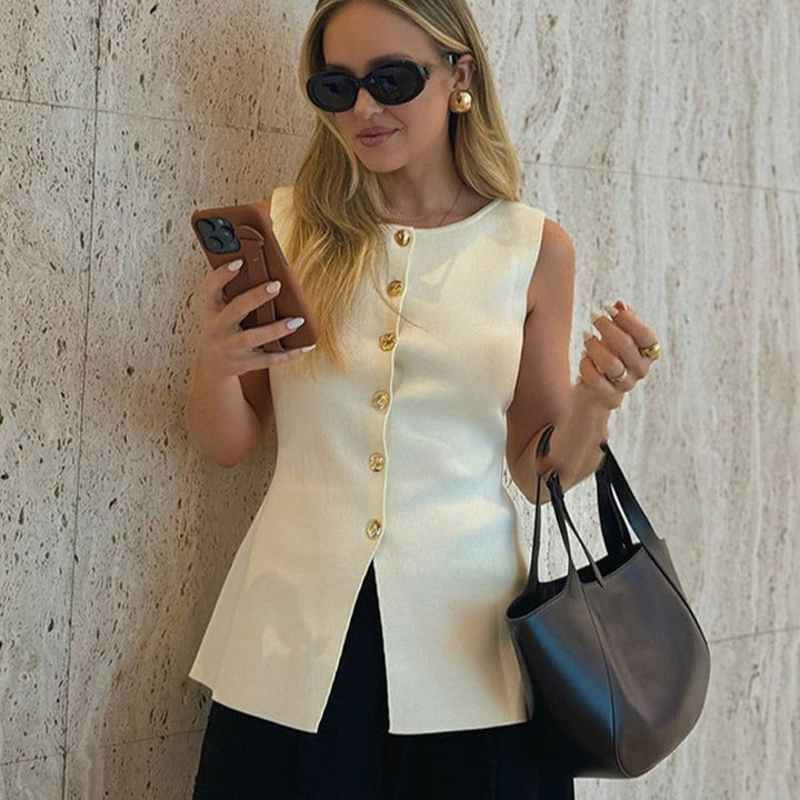 Alexa | Mouwloos Blazer Vest met Elegante Knoopsluiting