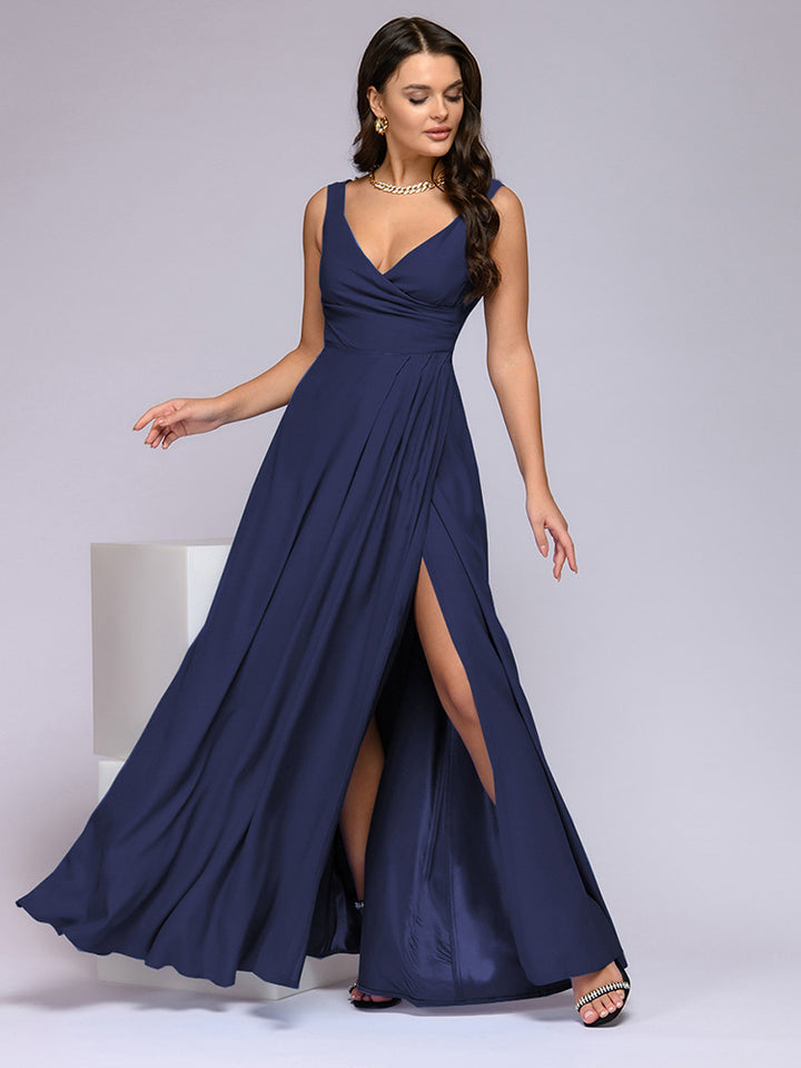 Alicia | Elegante Maxi Jurk met Diepe V-hals en Split
