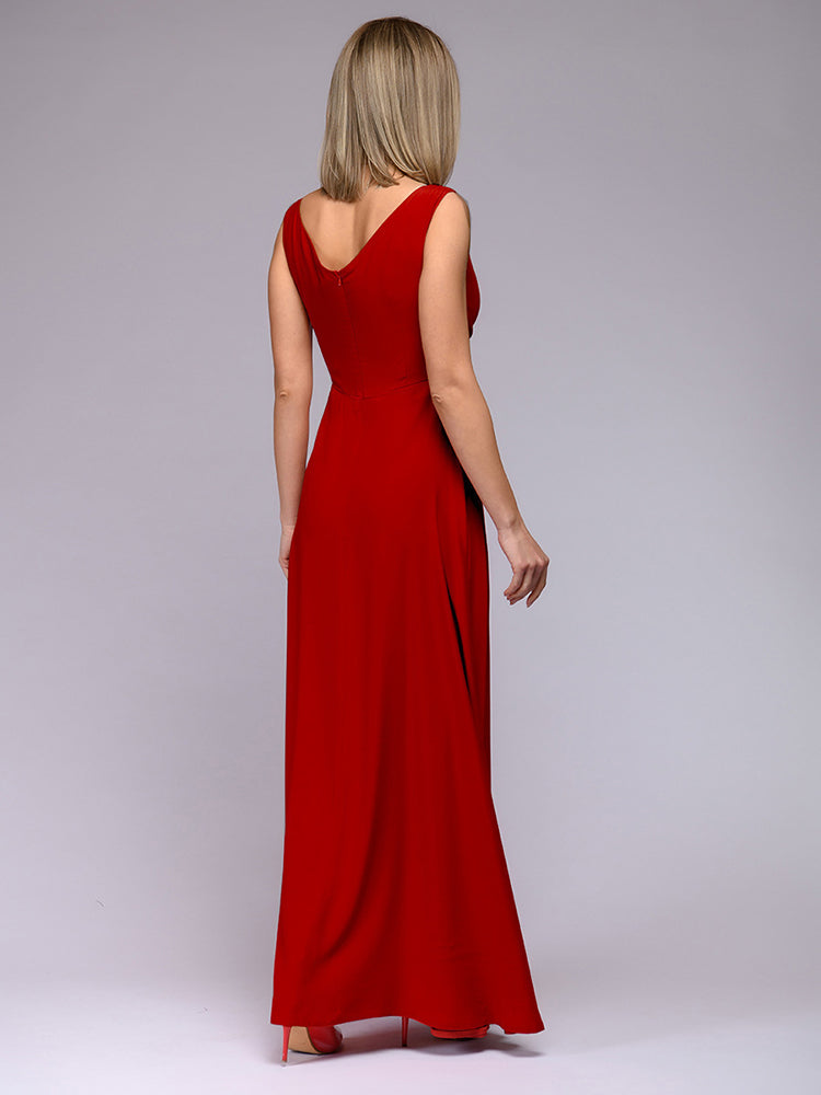 Alicia | Elegante Maxi Jurk met Diepe V-hals en Split