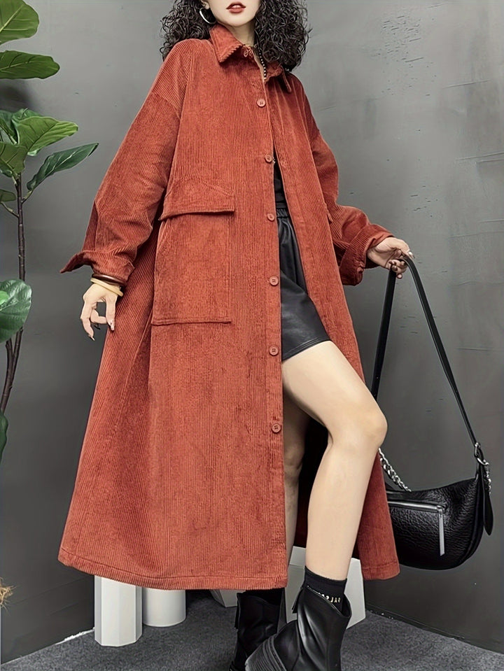 Amanda | Lange Trendy Trenchcoat met Stijlvolle Details