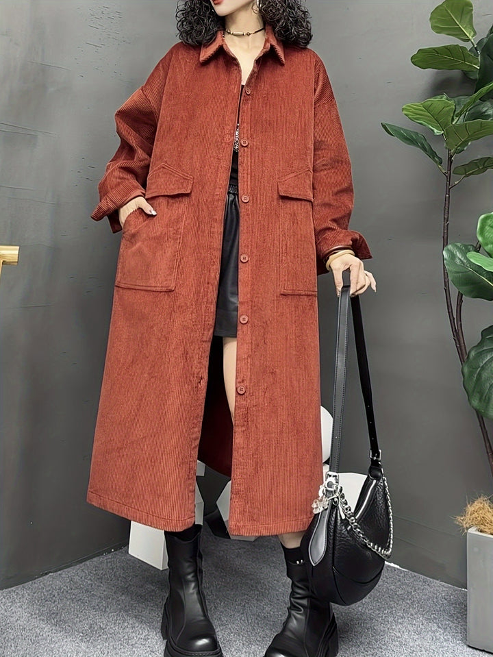 Amanda | Lange Trendy Trenchcoat met Stijlvolle Details
