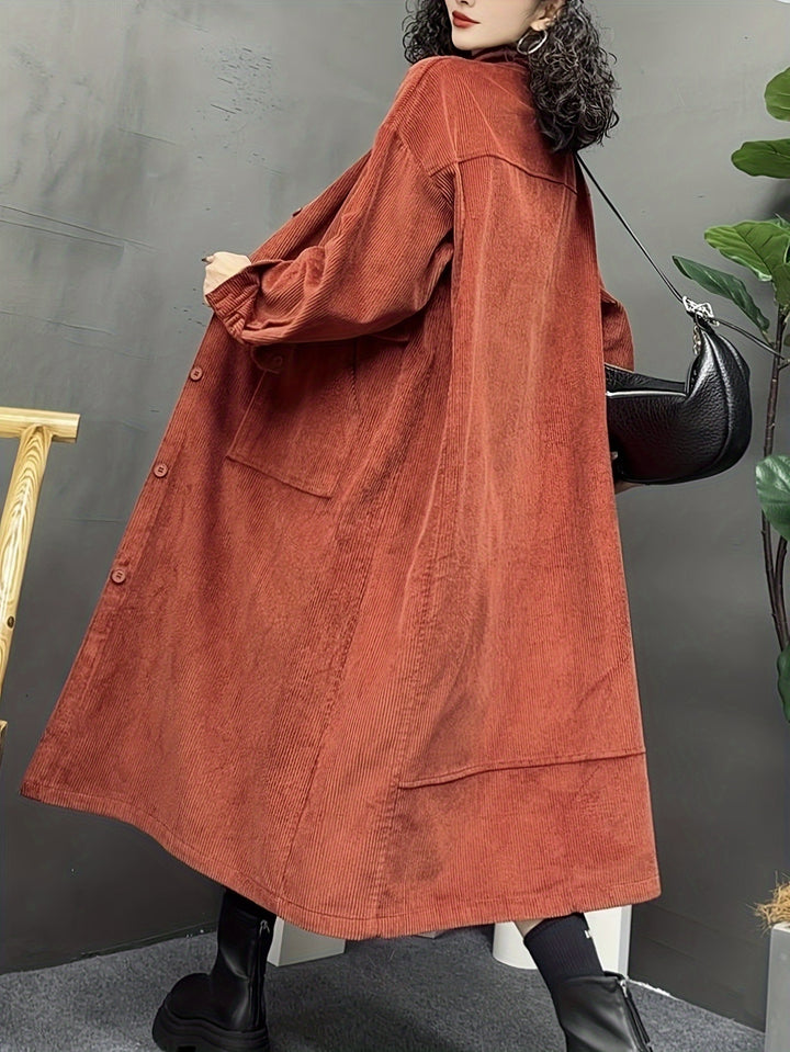 Amanda | Lange Trendy Trenchcoat met Stijlvolle Details