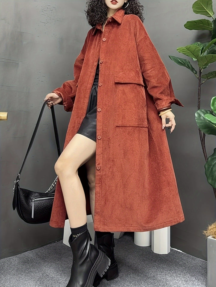 Amanda | Lange Trendy Trenchcoat met Stijlvolle Details
