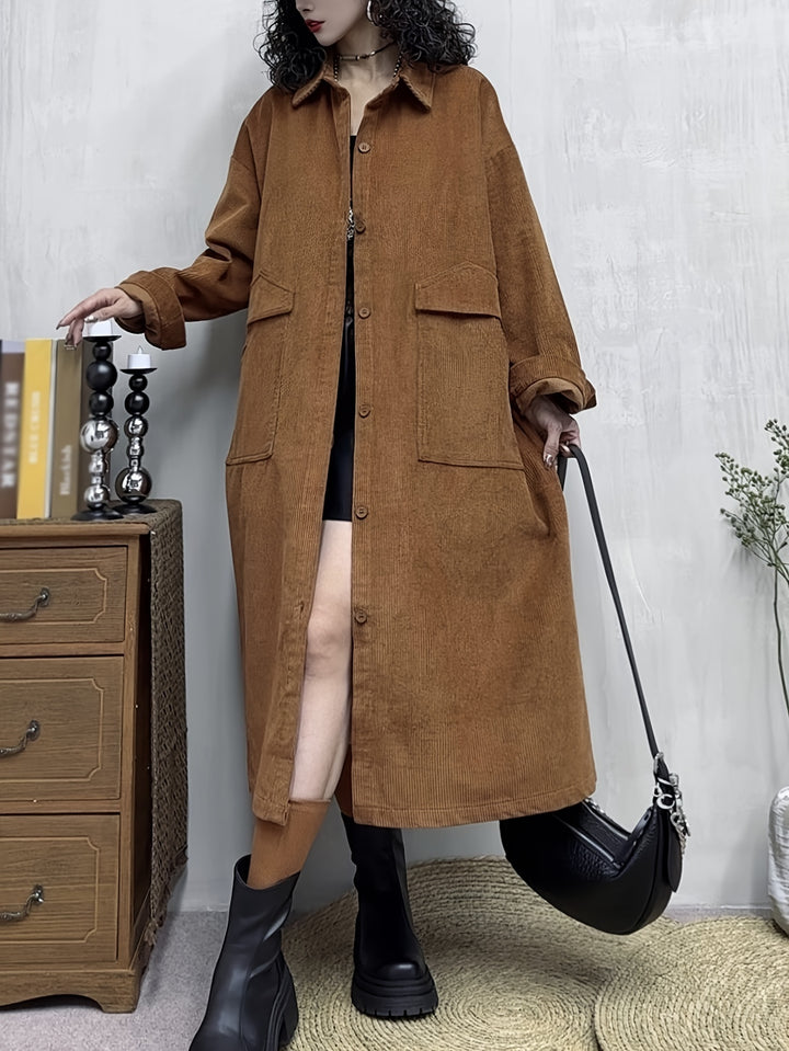 Amanda | Lange Trendy Trenchcoat met Stijlvolle Details