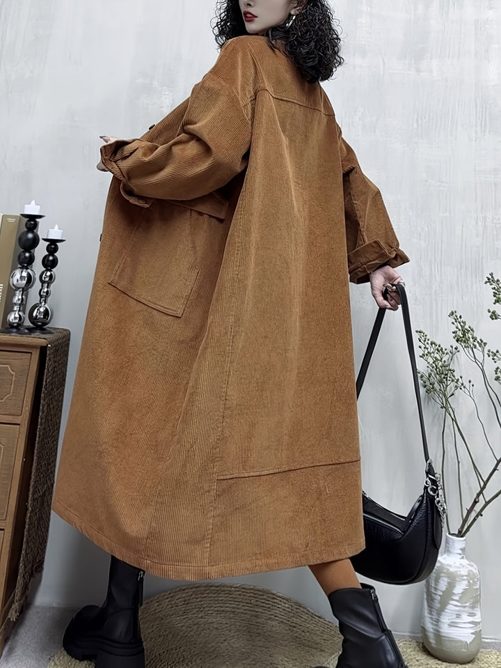 Amanda | Lange Trendy Trenchcoat met Stijlvolle Details