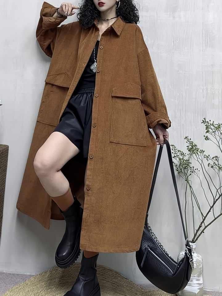 Amanda | Lange Trendy Trenchcoat met Stijlvolle Details