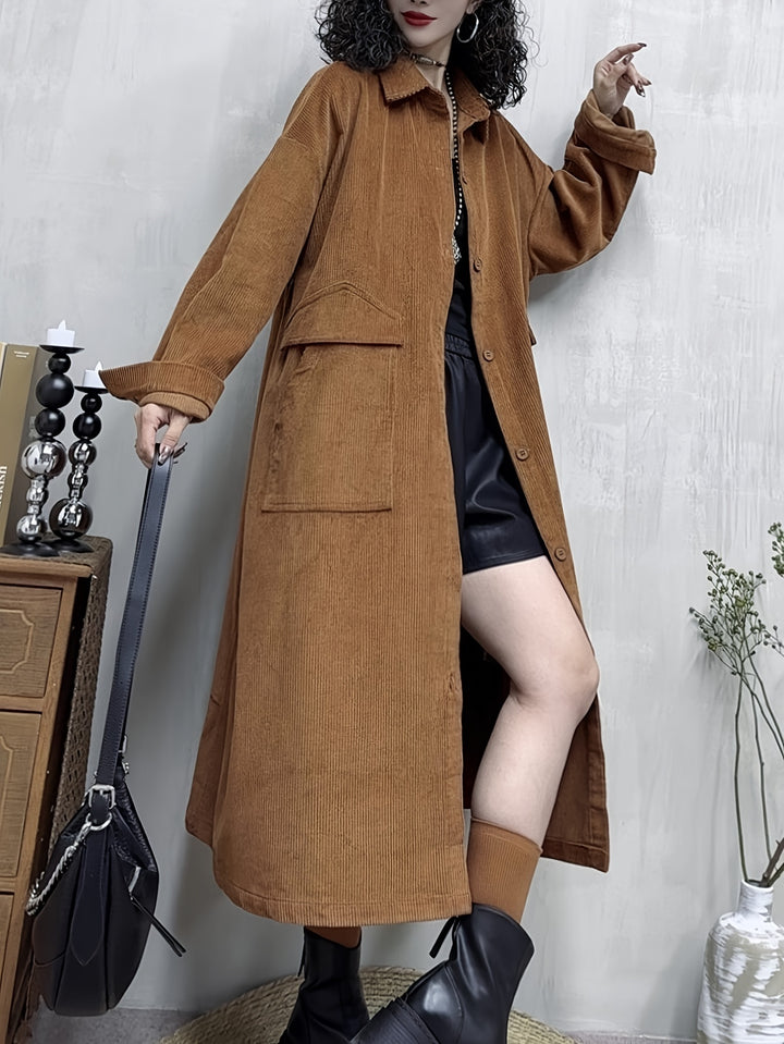 Amanda | Lange Trendy Trenchcoat met Stijlvolle Details