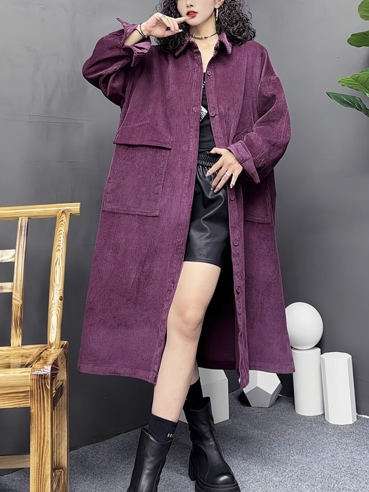 Amanda | Lange Trendy Trenchcoat met Stijlvolle Details