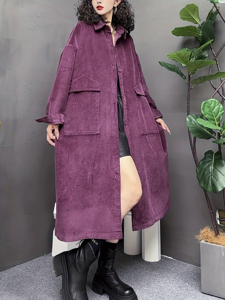 Amanda | Lange Trendy Trenchcoat met Stijlvolle Details
