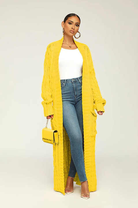 Amari | Luxe Lange Gebreide Cardigan met Pockets