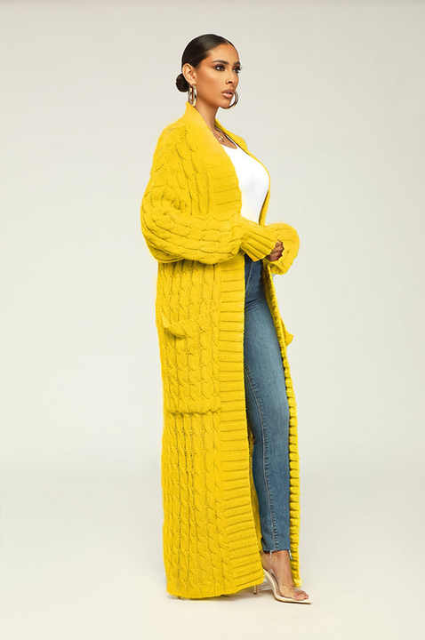 Amari | Luxe Lange Gebreide Cardigan met Pockets