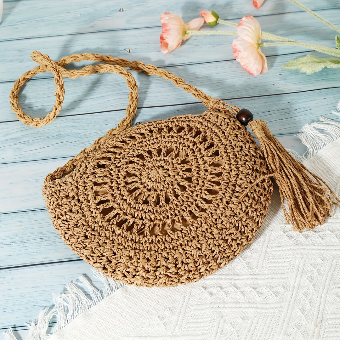 Amelia | Geometrische Ronde Handgemaakte Tassel Crossbody Tas