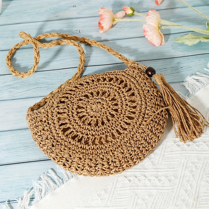 Amelia | Geometrische Ronde Handgemaakte Tassel Crossbody Tas