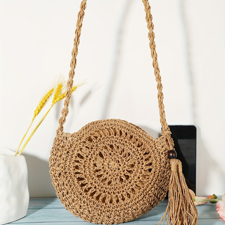 Amelia | Geometrische Ronde Handgemaakte Tassel Crossbody Tas