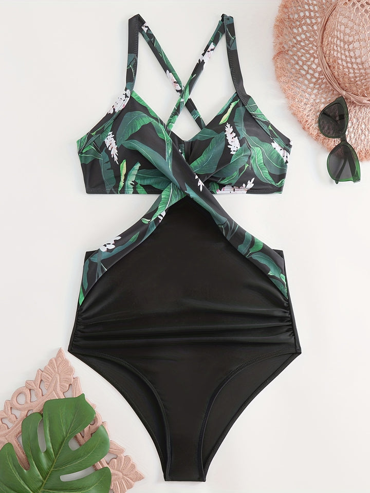 Analou | Swimsuit met Bloemenprint en Hoog Uitgesneden Snit
