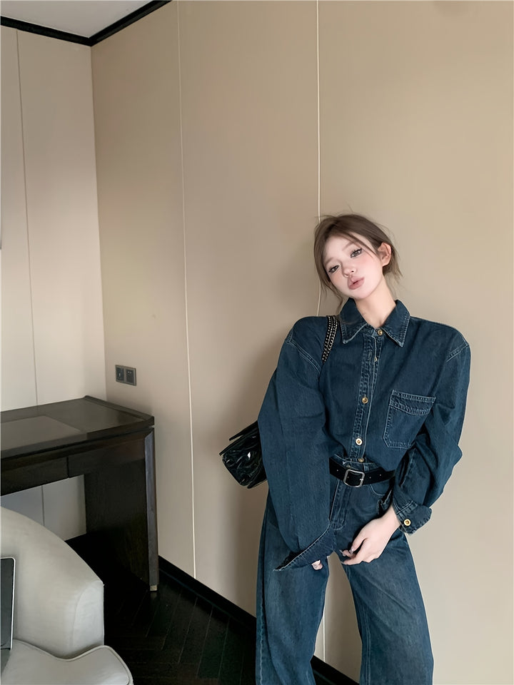 Annette | Vintage Denim Tweedelige Set met Stijlvolle Pasvorm