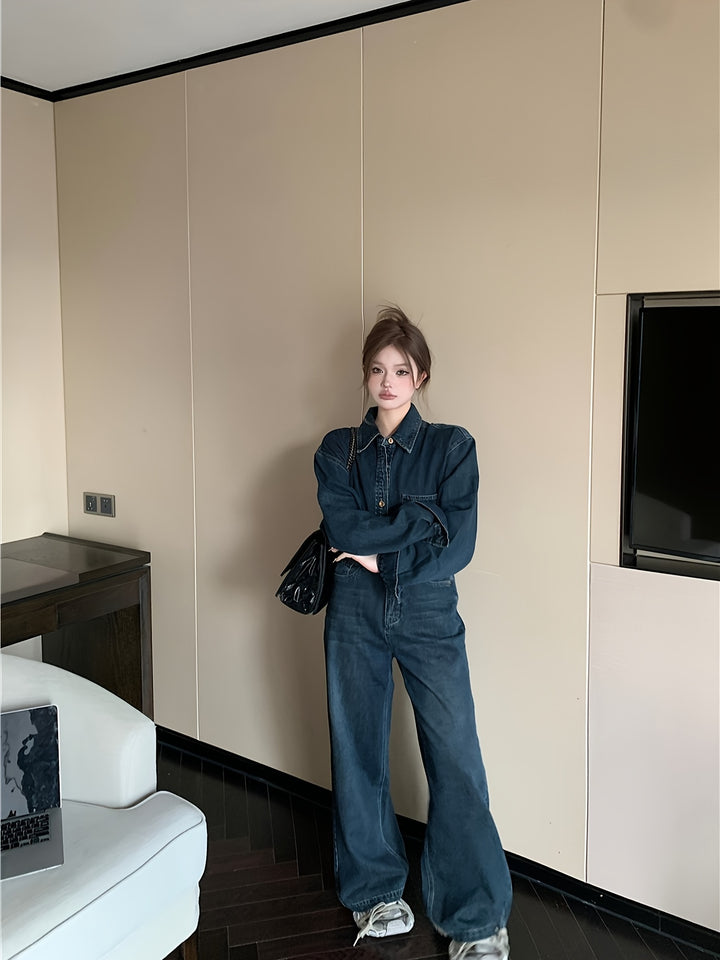 Annette | Vintage Denim Tweedelige Set met Stijlvolle Pasvorm