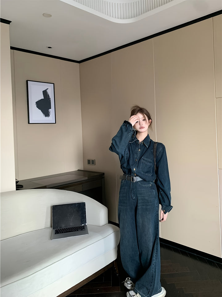 Annette | Vintage Denim Tweedelige Set met Stijlvolle Pasvorm