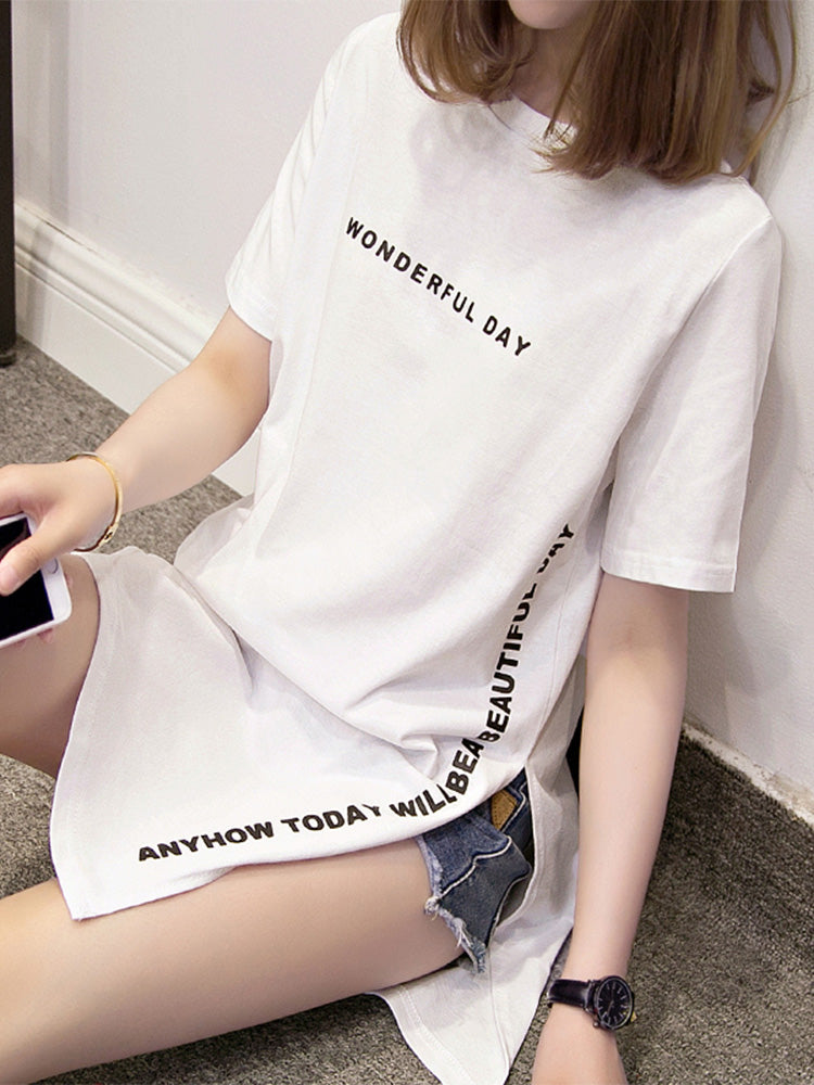 Annie | Trendy Oversized T-Shirt Jurk met Statement Print