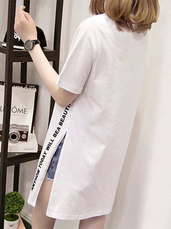 Annie | Trendy Oversized T-Shirt Jurk met Statement Print