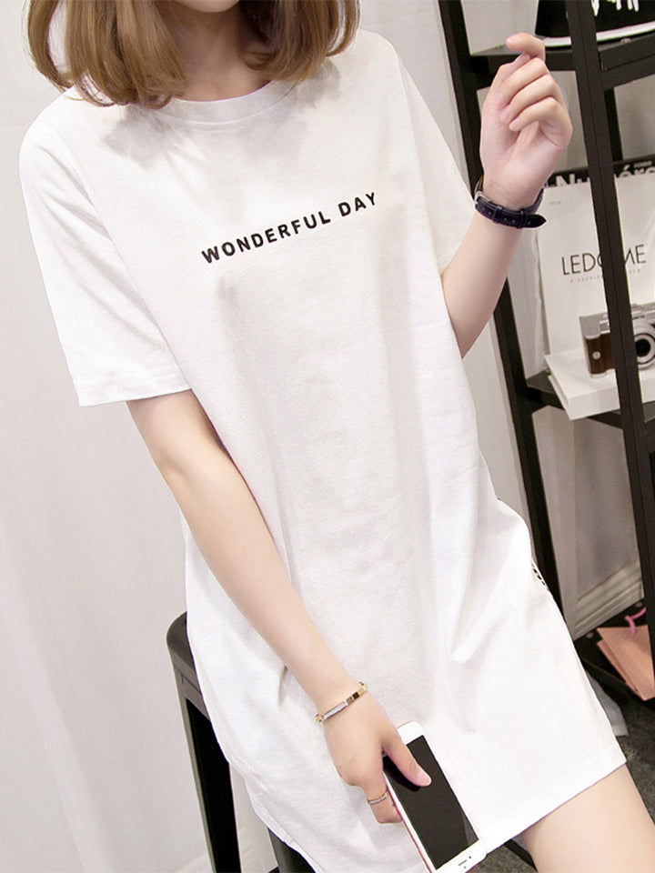 Annie | Trendy Oversized T-Shirt Jurk met Statement Print